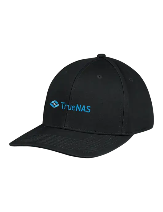 Premium Modern Structured Twill Black Snapback Cap w/TrueNAS Logo