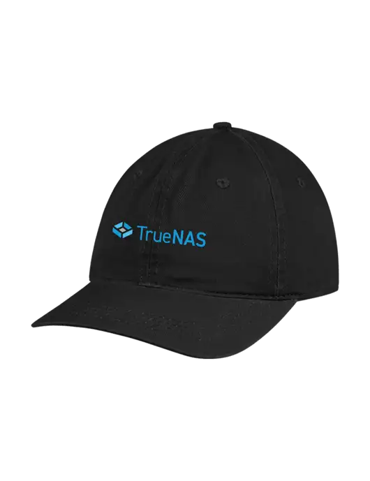 Garment Washed Unstructured Twill Black Cap w/TrueNAS Logo