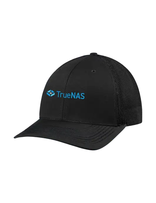 Richardson Adjustable Snapback Original 112 Trucker Cap Black w/Black Mesh w/TrueNAS Logo