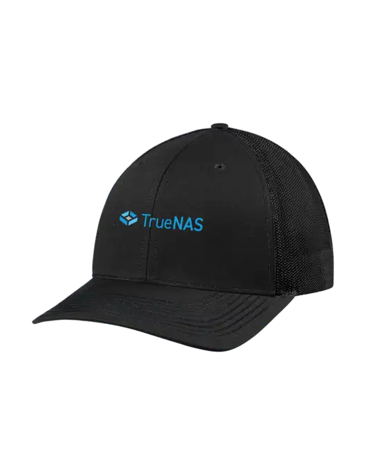 Richardson Adjustable Snapback Original 112 Trucker Cap Black w/Black Mesh w/TrueNAS Logo