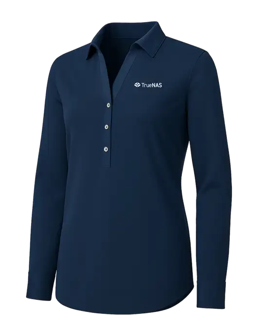 Womens Navy City Stretch Shirt w/TrueNAS Logo