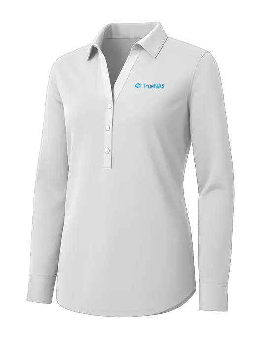 Womens White City Stretch Shirt w/TrueNAS Logo