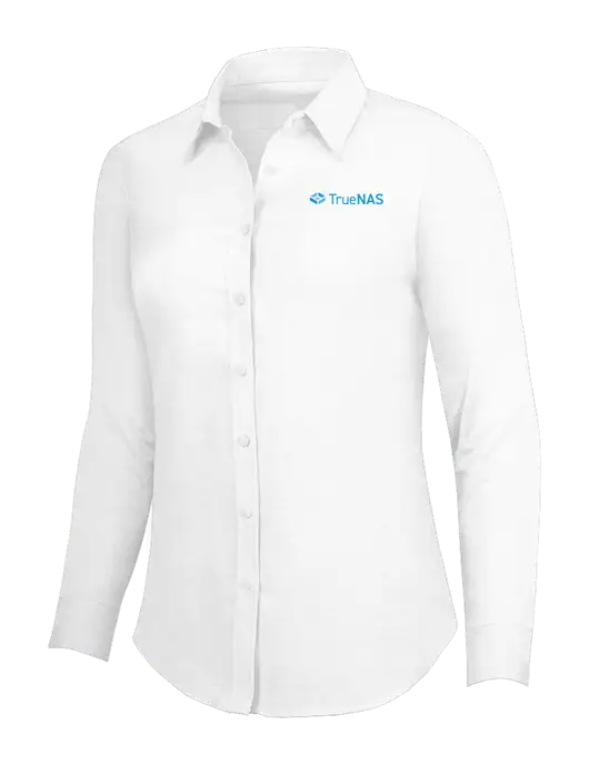White Womens SuperPro Oxford Shirt w/TrueNAS Logo