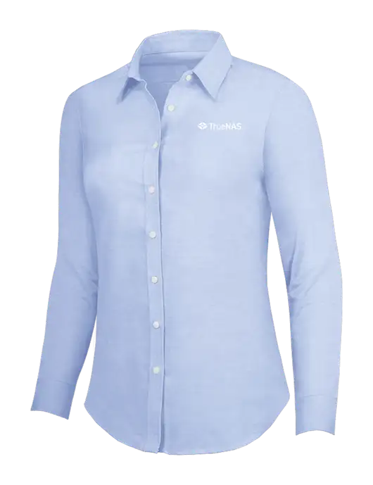 Light Blue Womens SuperPro Oxford Shirt w/TrueNAS Logo