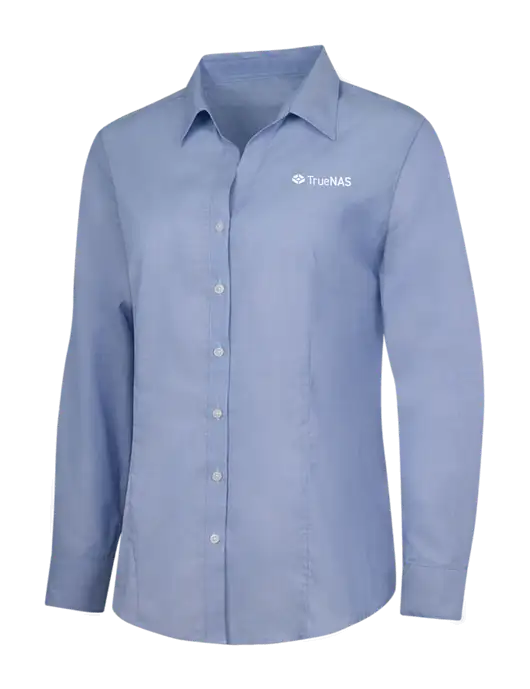 Light Slate Blue Womens Crosshatch Easy Care Shirt w/TrueNAS Logo