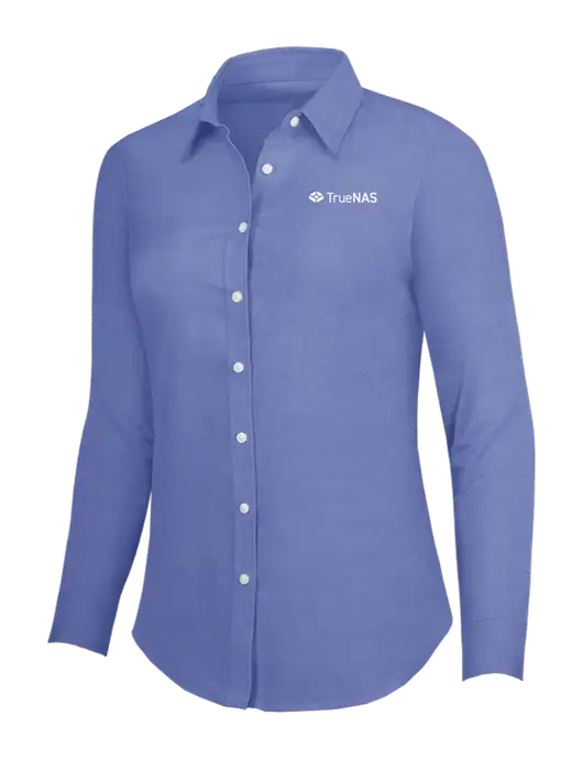 Navy Womens SuperPro Oxford Shirt w/TrueNAS Logo