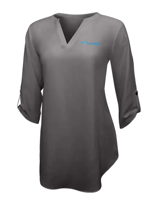 Dark Grey Womens 3/4 Sleeve Tunic Blouse w/TrueNAS Logo