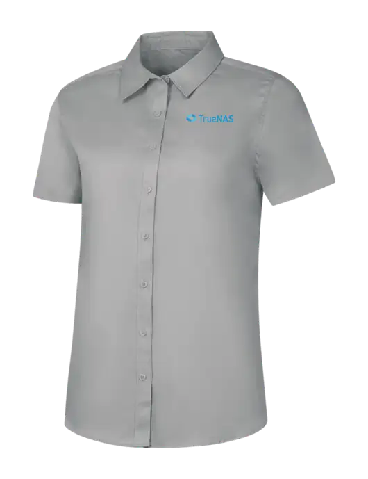 Womens Light Grey Short Sleeve Superpro React Twill Shirt w/TrueNAS Logo