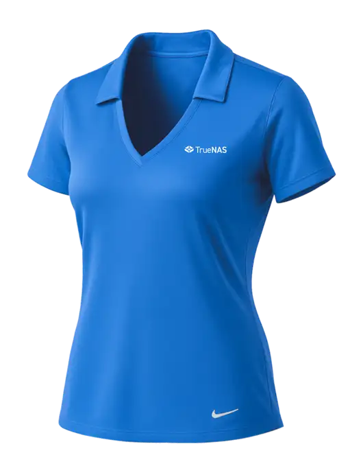 NIKE Carolina Blue Womens Dri-Fit Vertical Mesh Polo w/TrueNAS Logo