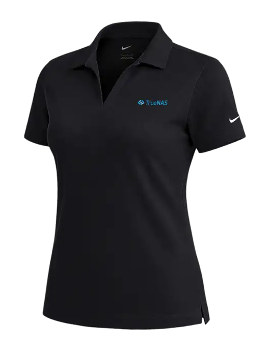 NIKE Black Womens Dri-Fit Micro Pique Polo w/TrueNAS Logo