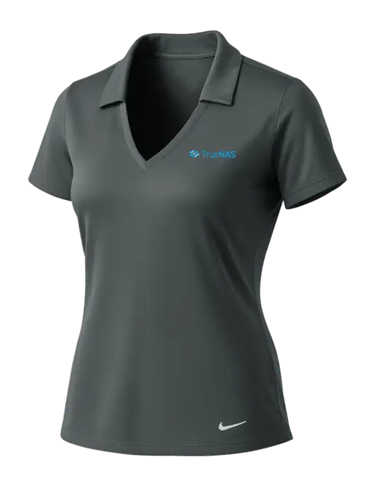 NIKE Dark Grey Womens Dri-Fit Vertical Mesh Polo w/TrueNAS Logo