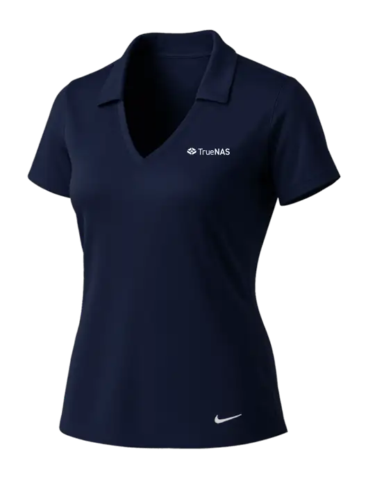 NIKE Dark Navy Womens Dri-Fit Vertical Mesh Polo w/TrueNAS Logo