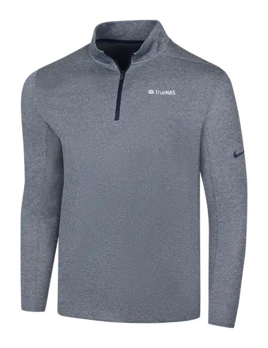 NIKE Navy Heather Dry 1/2 Zip Cover-Up w/TrueNAS Logo