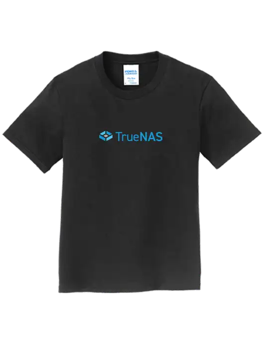 Youth Ring Spun Jet Black 4.5 oz T-Shirt w/TrueNAS Logo
