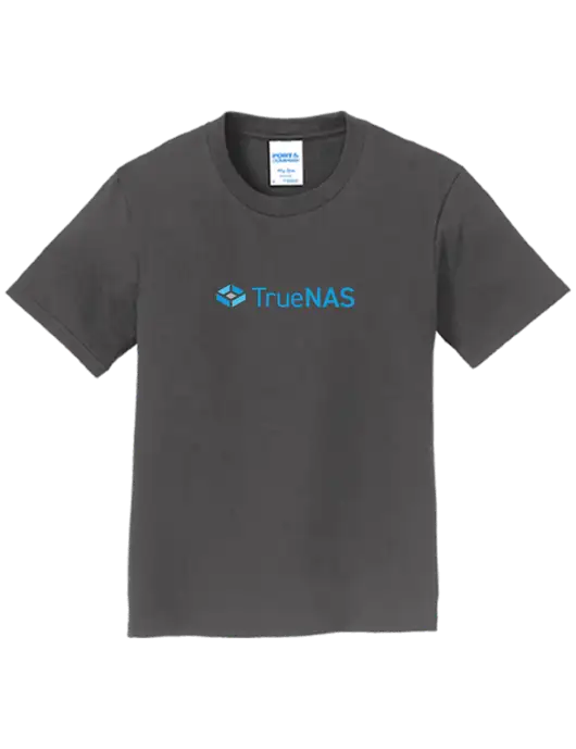 Youth Ring Spun Charcoal 4.5 oz T-Shirt w/TrueNAS Logo