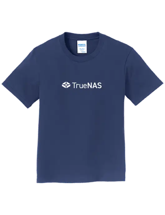 Youth Ring Spun Navy 4.5 oz T-Shirt w/TrueNAS Logo