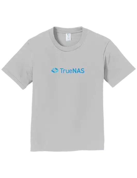 Youth Ring Spun Silver 4.5 oz T-Shirt w/TrueNAS Logo