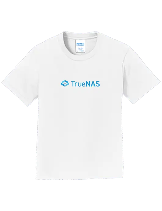 Youth Ring Spun White 4.5 oz T-Shirt w/TrueNAS Logo