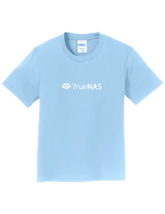 Youth Ring Spun Light Blue 4.5 oz T-Shirt w/TrueNAS Logo