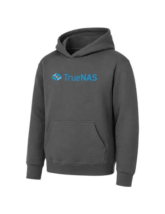 Youth Charcoal 7.8 oz Pullover Hooded Sweatshirt w/TrueNAS Logo