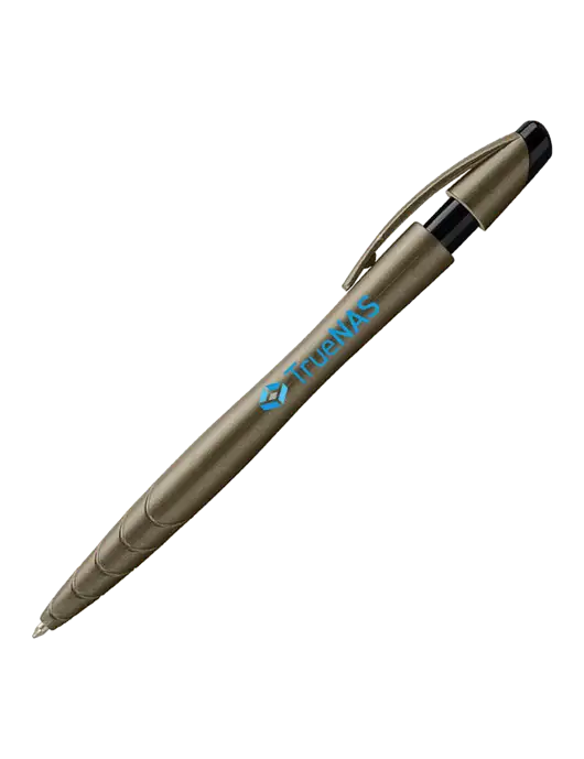 Awali Grey Metallic Pen - Black Ink w/TrueNAS Logo