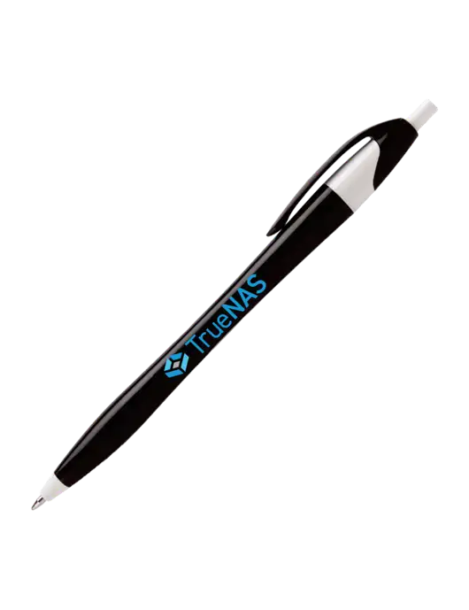 Novella Black/White Executive Pen - Blue Ink w/TrueNAS Logo
