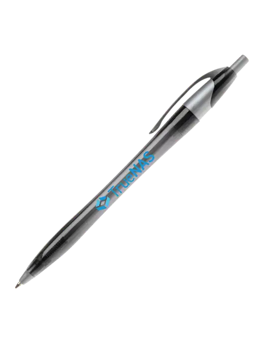 Novella Translucent Black/Silver Jewel Pen - Blue Ink w/TrueNAS Logo