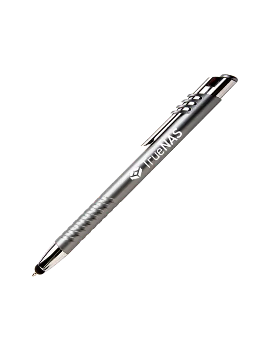 Schirhart Grey Stylus Pen - Blue Ink w/TrueNAS Logo