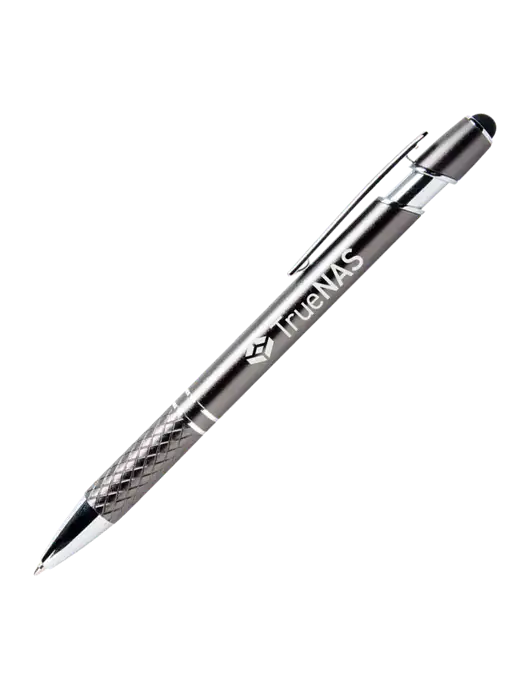 Valencia Gunmetal Stylus Pen - Black Ink w/TrueNAS Logo