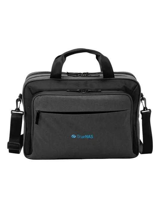 Travel Exec Graphite Heather/Black Laptop Briefcase w/TrueNAS Logo