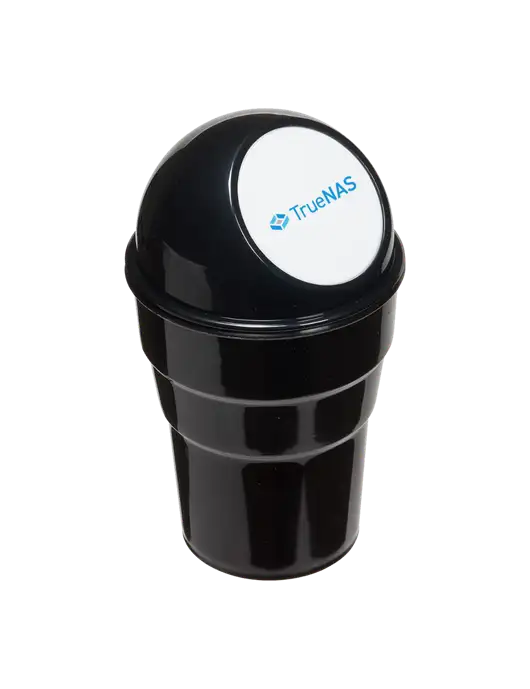 Black Car Cup Holder Trash Can w/TrueNAS Logo