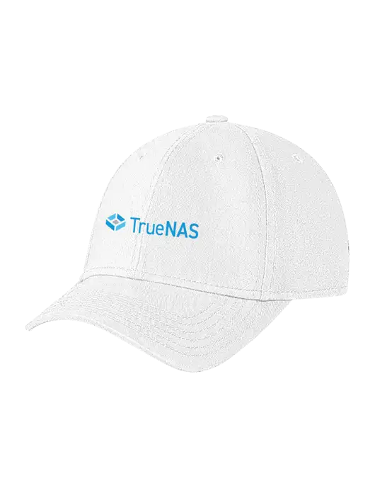 White Structured Soft Snap Closure Hook & Loop Cap w/TrueNAS Logo