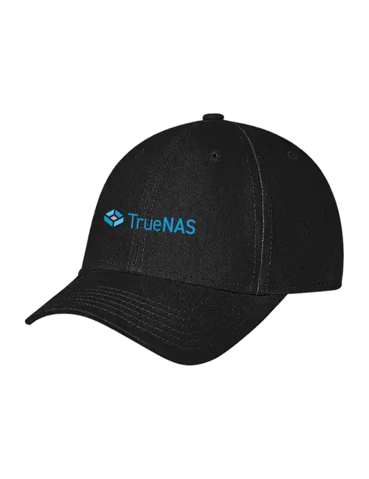 Black Structured Soft Snap Closure Hook & Loop Cap w/TrueNAS Logo