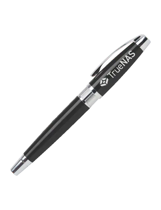 Masscotti Black Rollerball Pen - Black Ink w/TrueNAS Logo