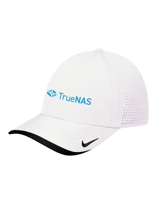 Nike White/Black Dri-FIT Perforated Performance Cap w/TrueNAS Logo