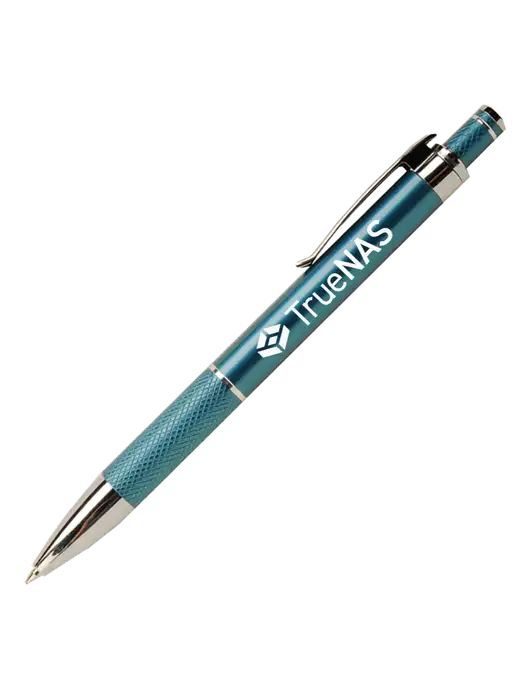 Diamond Etched Teal Pen - Black Ink w/TrueNAS Logo