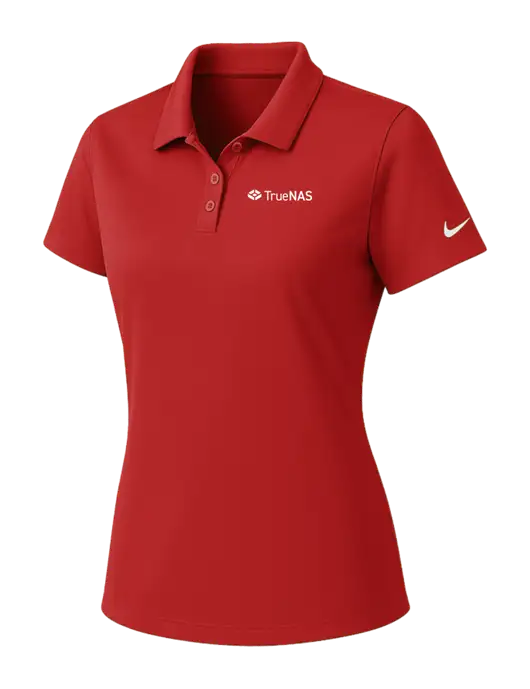 Nike Womens Red Dry Essential Solid Polo w/TrueNAS Logo