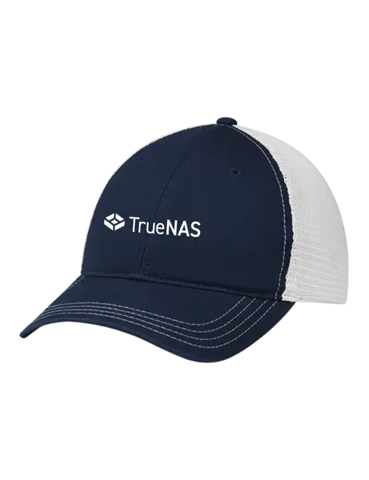 Richardson 111 Garment Washed Trucker Cap Navy w/White Mesh w/TrueNAS Logo