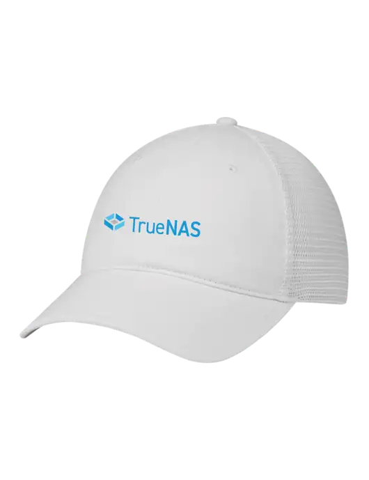 Richardson 111 Garment Washed Trucker Cap White w/White Mesh w/TrueNAS Logo