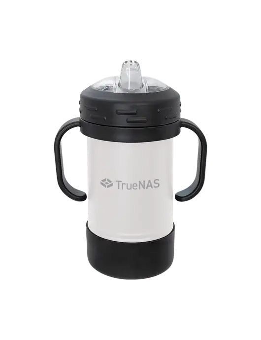 Polar Camel 10 oz Powder Coated White Sippy Cup w/TrueNAS Logo
