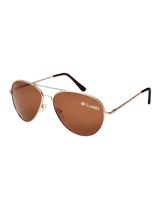 Aviator Coffee Brown with Gold Sunglasses  w/TrueNAS Logo
