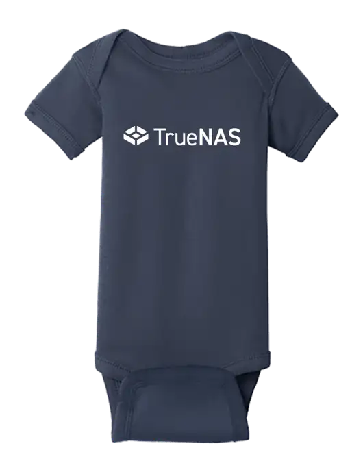 Rabbit Skins Navy Infant Short Sleeve Baby Rib Bodysuit w/TrueNAS Logo