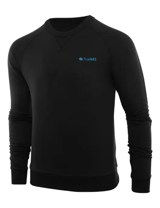 Allmade Deep Black Organic French Terry Crewneck Sweatshirt w/TrueNAS Logo