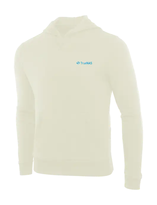 Allmade White Sand Organic French Terry Pullover Hoodie w/TrueNAS Logo