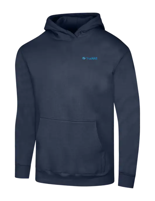 Navy 7.8 oz Ring Spun Hooded Sweatshirt w/TrueNAS Logo