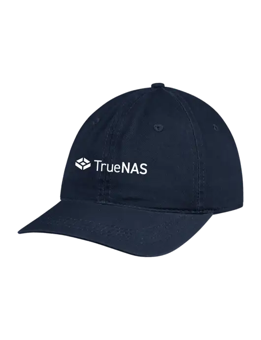 Garment Washed Unstructured Twill Navy Cap w/TrueNAS Logo