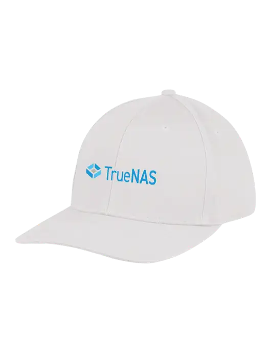 Premium Modern Structured Twill White Snapback Cap w/TrueNAS Logo
