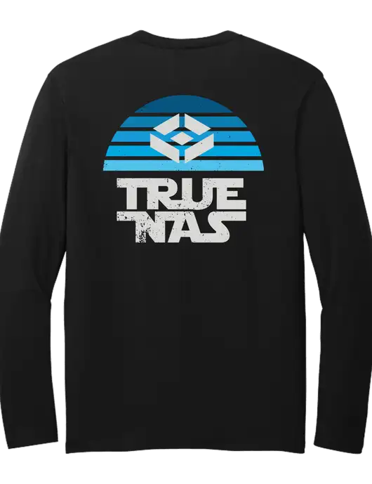 Seriously Soft Black Long Sleeve T-Shirt w/Star Wars Inspired Logo, TrueNAS Logo