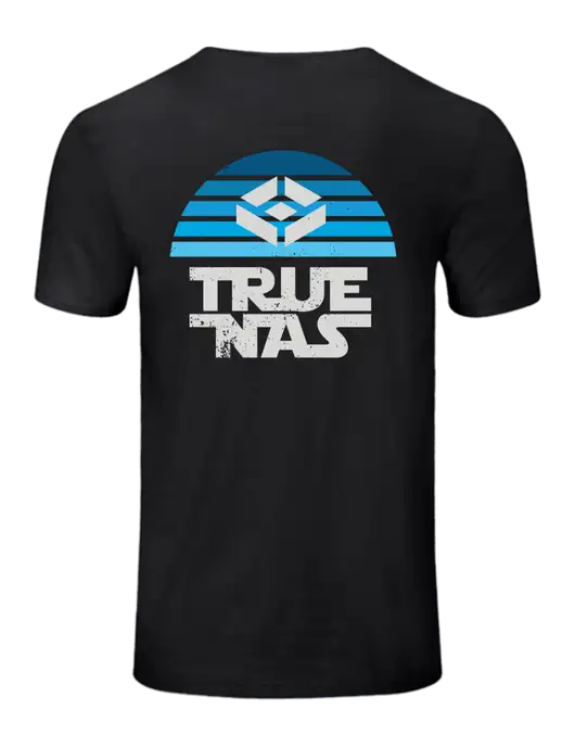 Seriously Soft Black T-Shirt w/Star Wars Inspired Logo, TrueNAS Logo