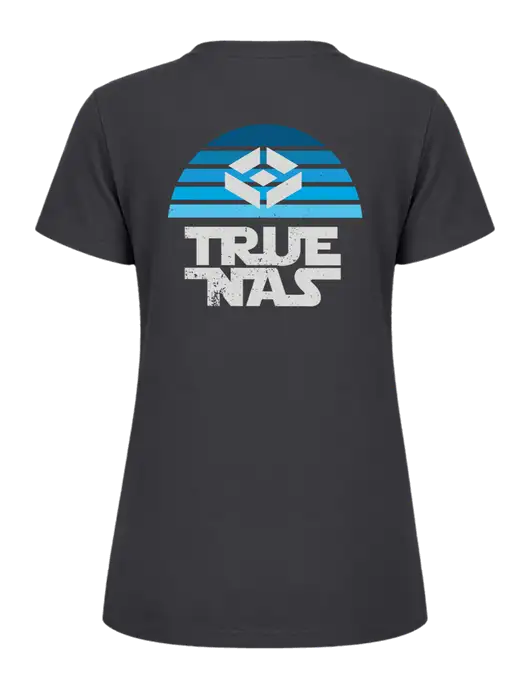 Womens Ring Spun Charcoal 4.5 oz T-Shirt w/Star Wars Inspired Logo, TrueNAS Logo